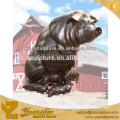 outdoor decoration lovely bronze pig sculptures of mother and child